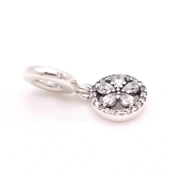 Authentic PANDORA Sterling Silver Sparkling Snowflake Circle Dangle Charm - Picture 7 of 10